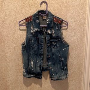 Bershka BSK Denim beaded blue vest